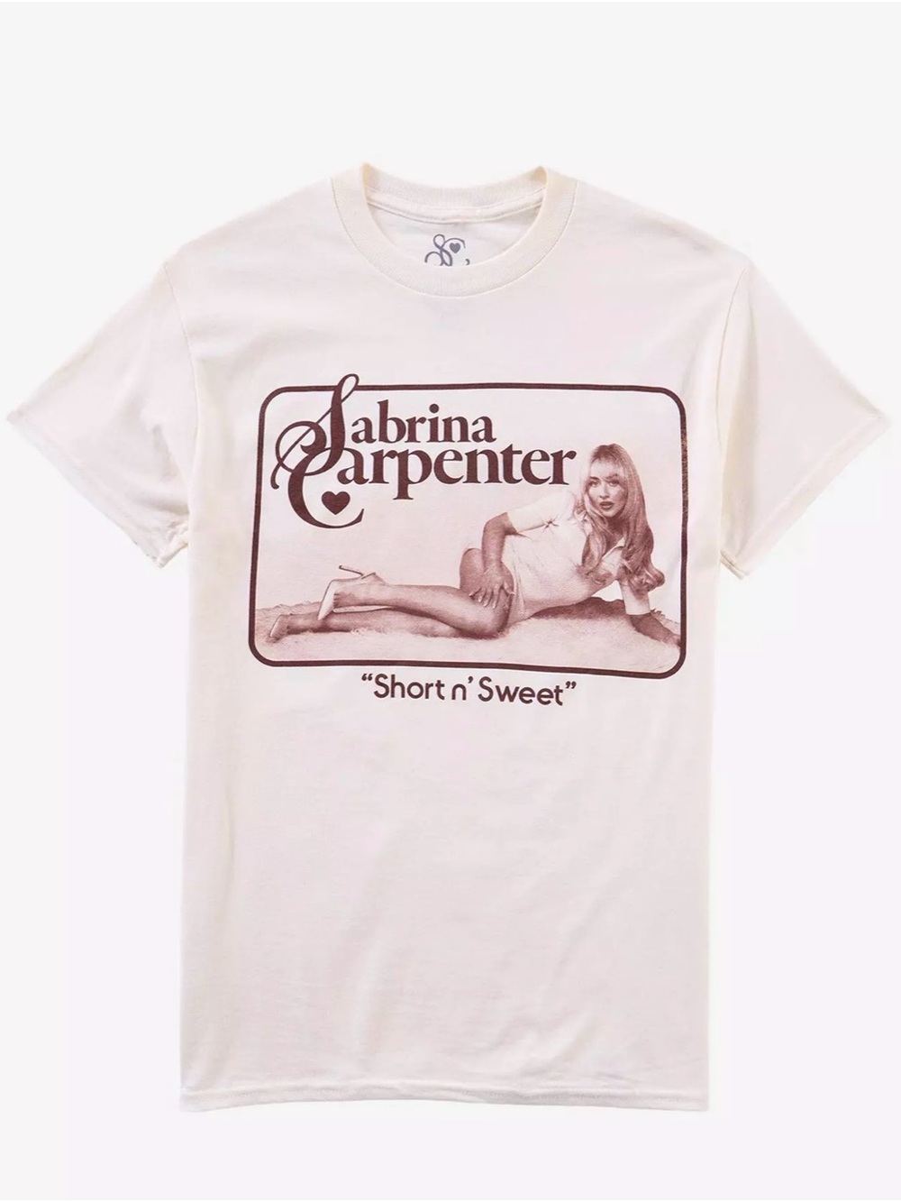 Sabrina Carpenter 'Short n' Sweet' Graphic Crewneck T-Shirt - Cream